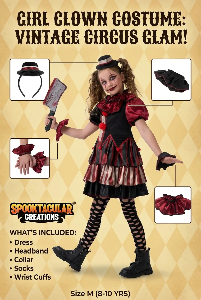 Girls' twisted clown costume