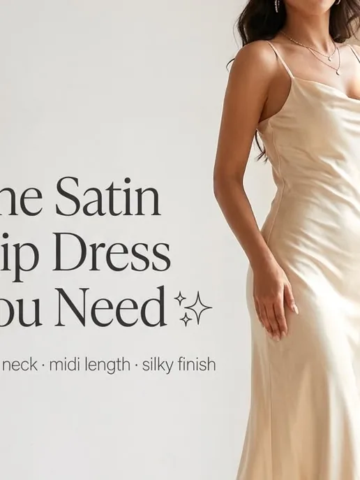 Satin cowl-neck slip dress