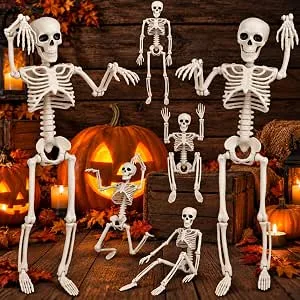 Poseable skeleton decorations, 6 pack